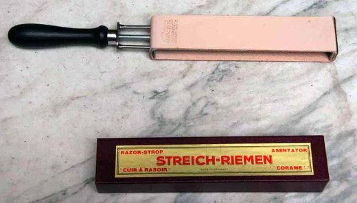 Spannriemen mit Griff 2seitig rot bepastet Rindleder