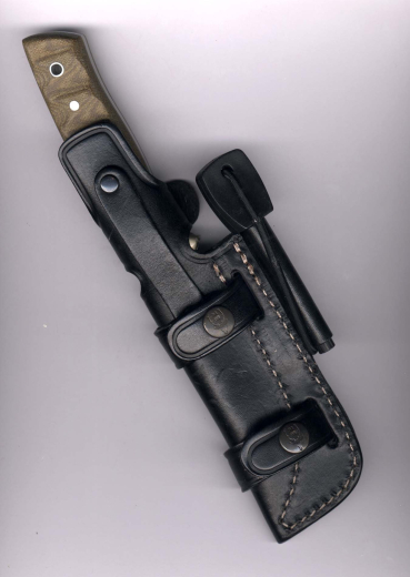 Muela Kodiak Jagdmesser mit grauem Micarta und Backen und Feuerstahl