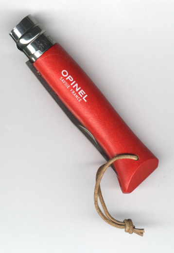 Opinel No 8 rot Colorama mit Lederriemen