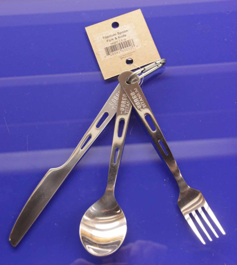 Vargo Titan Gabel Messer Löffelset mit Karabinerhaken
