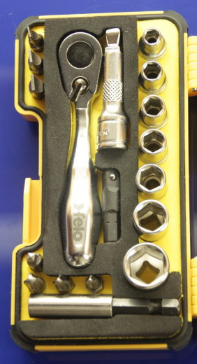 Felo XS18 Werkzeugsatz in Box mit Stecknüssen und Biteinsätzen Inch-Maße / zöllig!