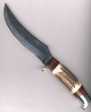 Linder 185115 Klassik Skinner Hirschhorngriff Kohlenstoffstahl blauer Karton, doppelvernähte Scheide, rar!