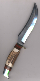 Linder 185115 Klassik Skinner Hirschhorngriff Kohlenstoffstahl blauer Karton, doppelvernähte Scheide, rar!